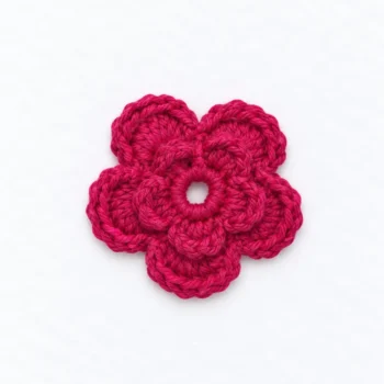 Handmade Crochet Pink Flower Appliqué